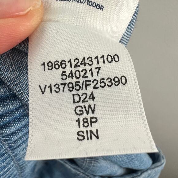 Lands' End Blue Chambray Pants High-Rise Elastic Waistband Wide-Leg Size 18P NEW - Picture 8 of 11